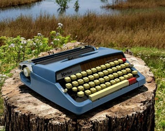 Blue Brother Manual Typewriter – Vintage Retro Office Decor