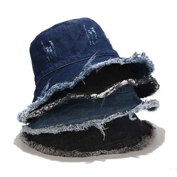 Denim Bucket Hat Etsy
