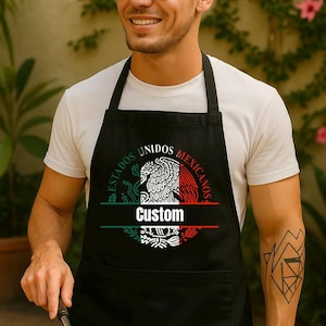 Custom Mexican BBQ Apron Mexico Apron for Man Personalized Mexico Dad Grilling Gift Mandil para Hombre Cooking Kitchen Apron Womens