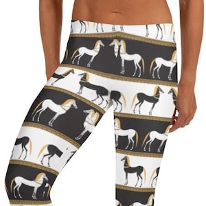 Leggings équestres Regal & Royal, Noir et blanc ~ Vêtements confortables pour femme Pantalons serrés extensibles décontractés mignons pour amoureux des animaux | Beau cadeau pour elle