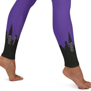 City Lights Leggings, Purple & Black ~ Women&#39;s Teen Fashion Stretch Pants / Buttery Soft Cozy Wear Tights / Mod Boho Look/ Cute Gift for Her