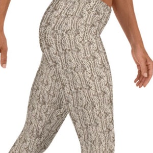 Lucy&#39;s Leggings ~ Damen Casual Cozy Wear Niedliche GEDRUCKTE Häkelarbeit Zopfmuster Abstrakte Stretchy Strumpfhosen Hosen | Mod Boho Athleisure Legwear Her