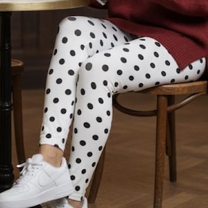 Leggings Supreme de lunares para mujer, mallas elásticas con estampado de confeti, círculos moteados, estilo moderno, atemporal y blanco, para uso deportivo.