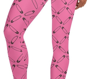 Safety Pin Leggings, Pink Women's Leggings / Buttery Soft Casual