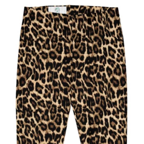 Wanderlust Animal Print Leggings ~ Women's Black Brown Cozy Wear Cute Leopard Stretchy Tight Pants | Mod Boho Contemporary Timeless Look Her