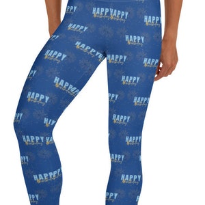 Alles Gute zum Geburtstag Leggings, Blau ~ Damen Freizeitkleidung Niedliche Neuheit LOL Lustig Gag Geschenk Feier Party Es ist dein Tag Dehnbare Enge Hose
