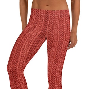 Best Seller! Kate’s Cable Knit *PRINTED* Leggings ~ Women's Casual Cozy Wear Cute Mod Boho Contemporary Abstract Weave Stretchy Tight Pants