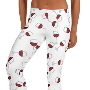 Verkaufsschlager! Rotwein-Zeit Leggings ~ Damen Casual Gemütliche Kleidung Süße Freundinnen lustige Alkohol Stretchy Strumpfhosen Hosen | LOL Gag Geschenk Her