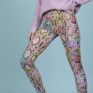 Confetti Snakeskin Leggings ~ Women's Colorful Animal Print Python Serpent Mid-Waist 4-Way Stretchy Pants | Butter Soft Statement Legwear