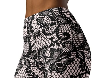 Leggings She Rocks ~ Ropa informal y acogedora para mujer, lindos pantalones ajustados elásticos de cintura alta / Parte inferior deportiva de moda con encaje suave *ESTAMPADO* para ella