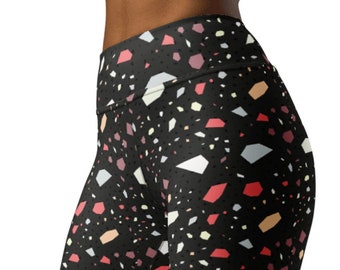 Glitter in the Air Leggings, Black ~ Women's Cozy Wear Cute High Waist Abstract Dotted Stretchy Tight Pants | Cute Athleisure Look for Her