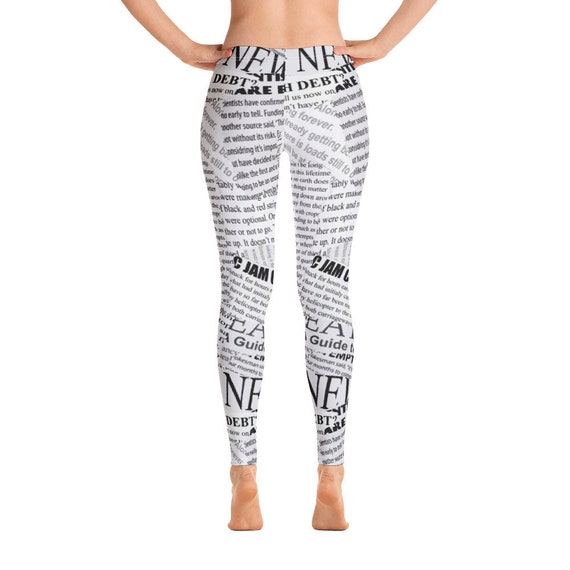 Newspaper Print Leggings White Black 