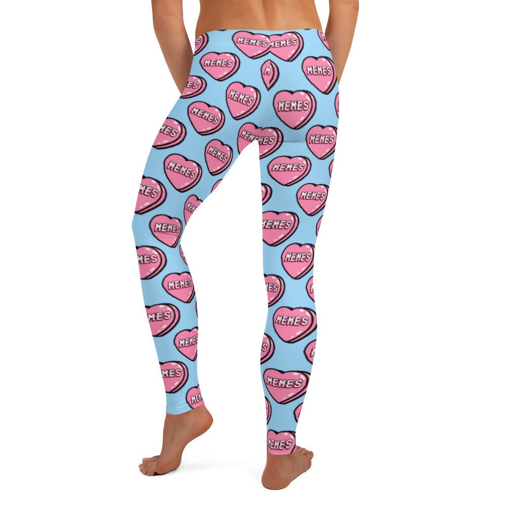 I Love Memes Leggings Women's Teen Funny Fashion Soft Stretchy Pants / Blue  Pink Heart Tights / Cute Gag Gift for Her/ LOL Print Bottoms -  Canada
