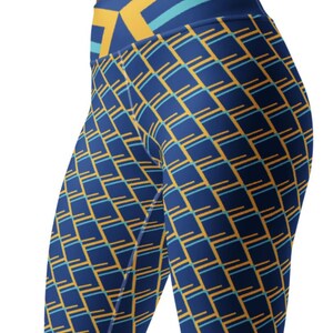Get the Party Started Leggings ~ Women&#39;s Blue Casual Cozy Wear Abstract Graphic Printed HIGH Waist Stretchy Tights Pants | Mod Boho Legwear
