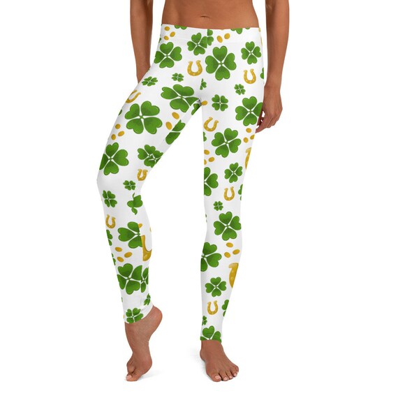 4-leaf Clover Leggings, Green Women's Teen Shamrock Lucky Horseshoe Printed  Stretch Pants / Halloween Fest Costume Party /cute Soft Tights -  Canada