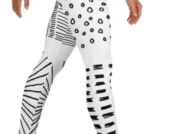 Best Seller! Vogue Leggings | Black White ~ Women&#39;s Casual Cozy Wear Cute Stretchy Pants | Classic Cute Mod Boho Artsy Athleisure Legwear