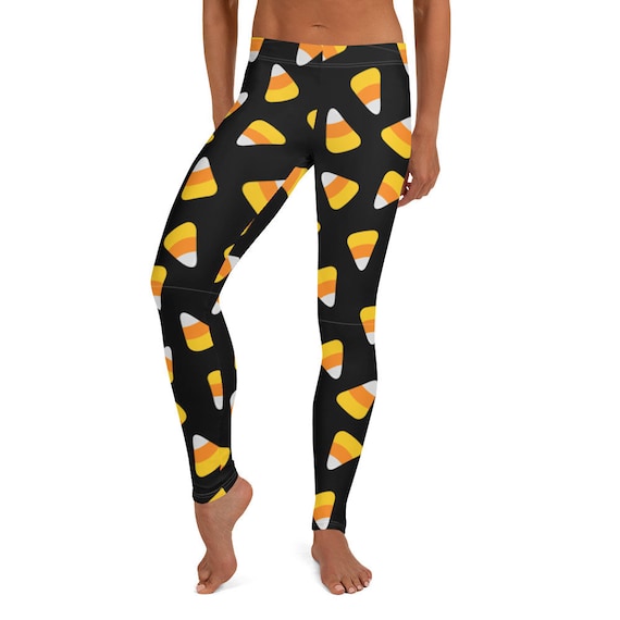 Best Seller Candy Corn Leggings, Black Women's Teen Fashion Halloween Print  Leggings / Buttery Soft Cozy Tights / Fashion Stretch Pants 