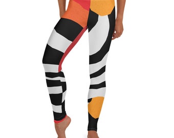 Calabasas Leggings ~ Women&#39;s Casual Cozy Wear Cute Abstract Colorful Printed Fashion Stretchy Tight Pants | Mod Boho Chic Athleisure for Her