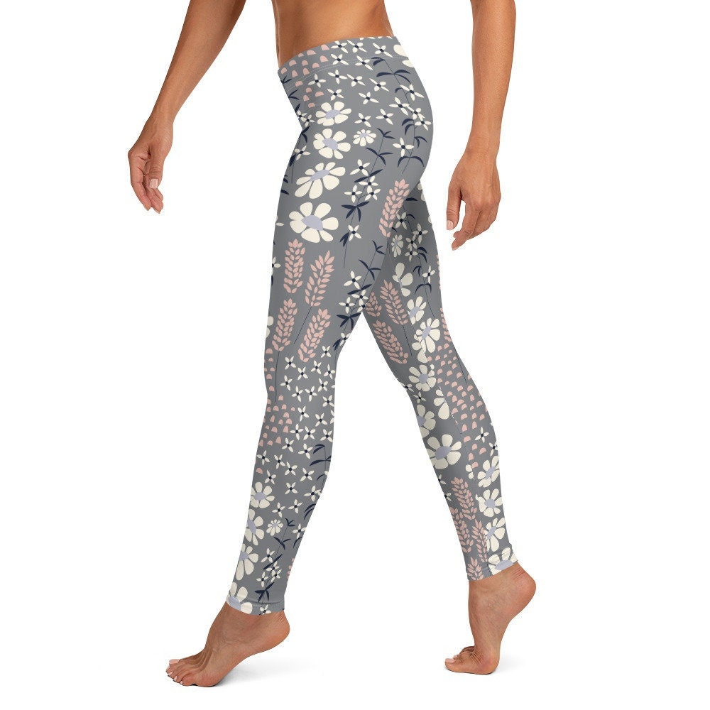 Gray floral leggings hotsell