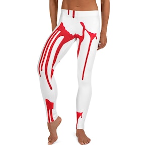 Halloween Strumpfhose Mit Blutspritzern – Weiß/hautfarben, Dehnbar, Für Grusel-Kostüme
