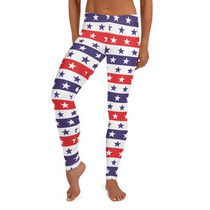Women of Liberty Leggings, Red, White & Blue ~ Women&#39;s Teen Patriot Inspired Stretch Pants / Buttery Soft Cozy Fashion Tights / Gift for Her