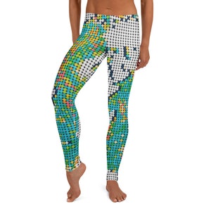 Leginsy Mapped Out ~ Damskie nastoletnie kolorowe drukowane cyfrowe mapy abstrakcyjne spodnie Lego Stretch / miękkie rajstopy / słodki modny prezent boho dla niej