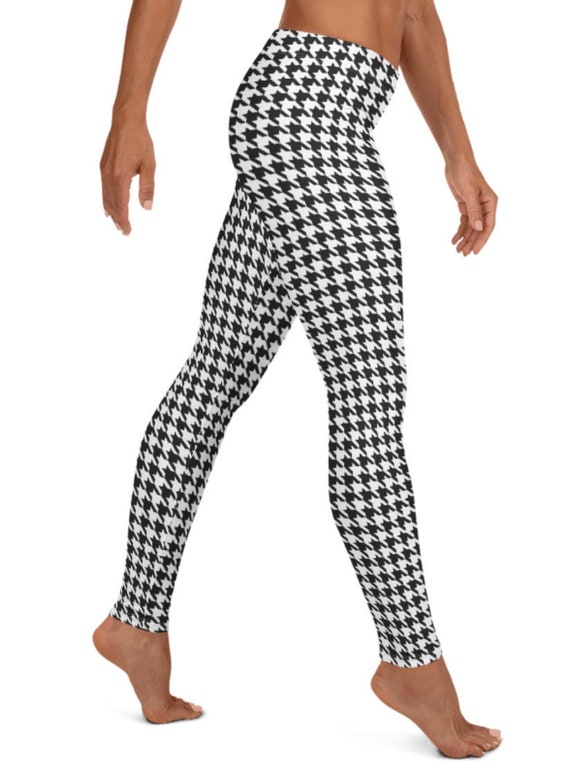 Best Seller Classic Black White Houndstooth Leggings Womens