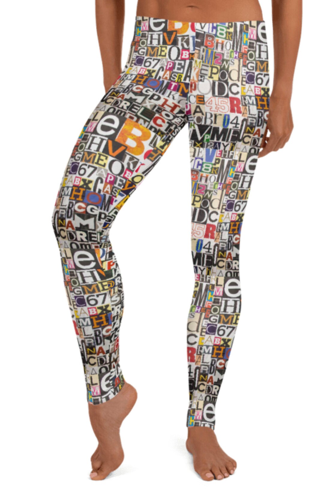 Manhattan Girl Newsprint Leggings Women's Teen Cute Casual Colorful