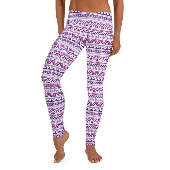 Genevieve Leggings Purple & White Leggings / Aztec Print Tight Pants /  Buttery Soft Womens Printed Leggings/ Fashion Leggings -  Canada