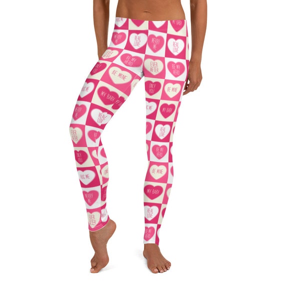 Vivian Valentine's Day Leggings Women's Teen Love Heart Stretch