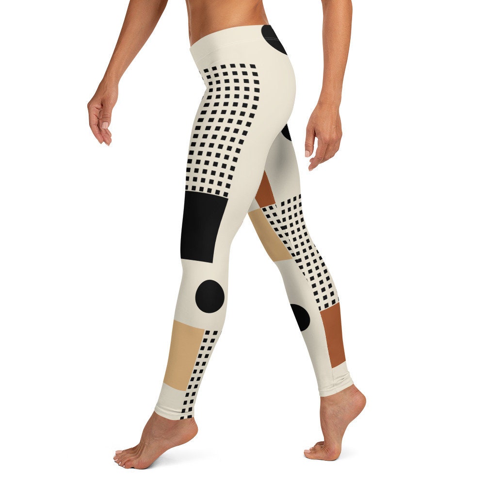 Icon Status Leggings ~ Women's Casual Cozy Wear Cute Polka Dots Abstract Stretchy Tight Pants | Mod Boho Contemporary Artsy Look for Her