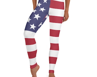 Proud Patriot USA Leggings, Red, White & Blue ~ Women&#39;s Teen Patriot Inspired Stretch Pants /Election Wear /Buttery Soft Cozy Fashion Tights