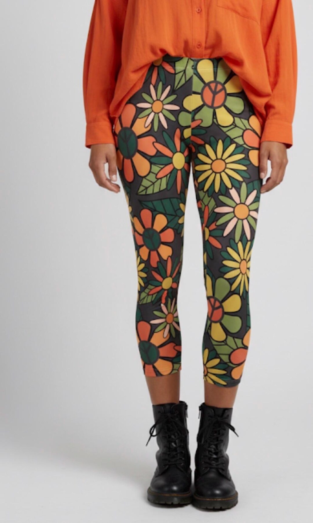 Leggings Jeggings Donna Vita Alta 3/4 Capri - Effetto Jeans Washed Distrutto - Grigio Scuro - Foto 2