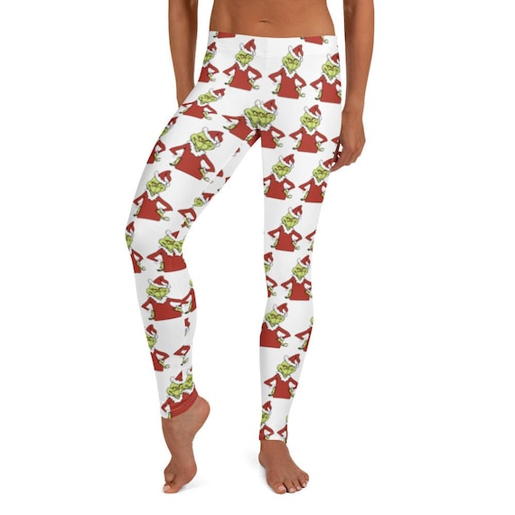 Best Seller Christmas Grinch Leggings, White Women's Teen Funny