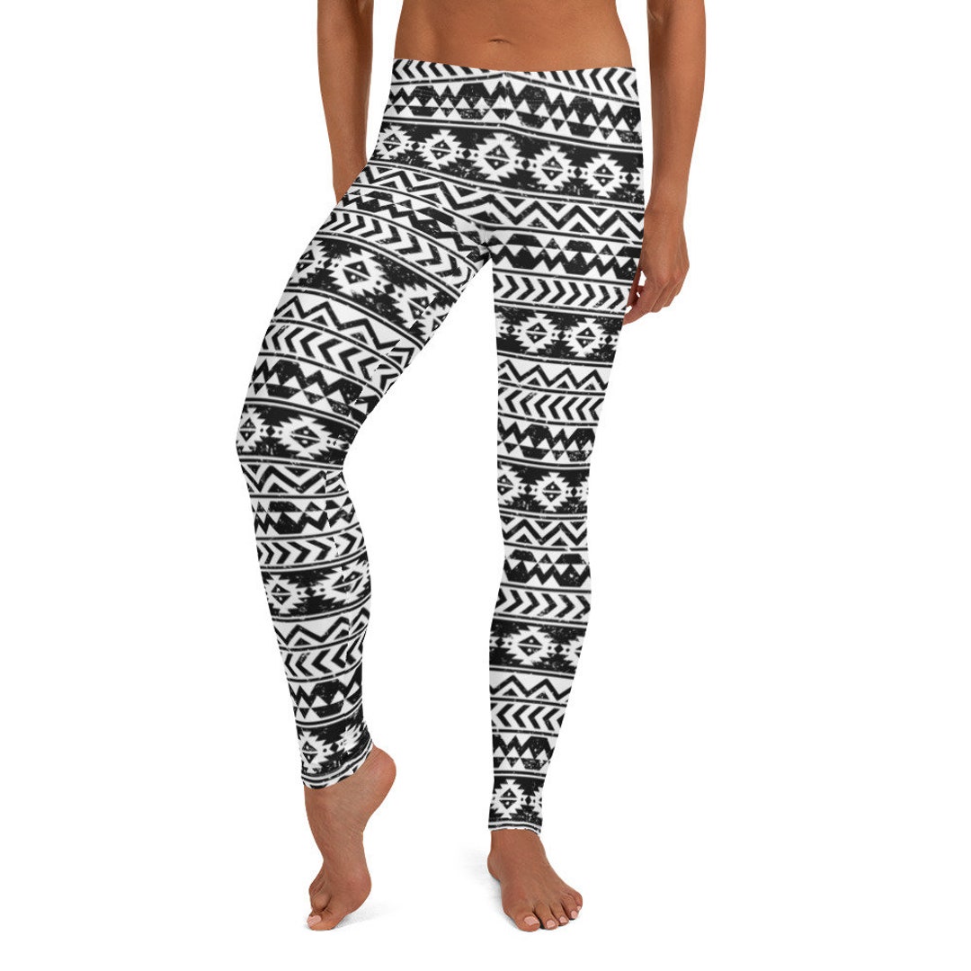 Auggie's Aztec Leggings Black u0026 White Women's Teen - Etsy