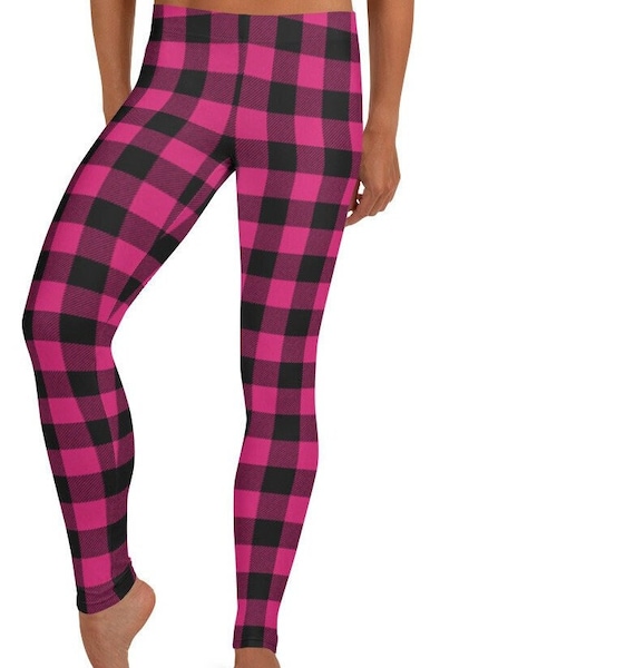 Pink plaid leggings outlet