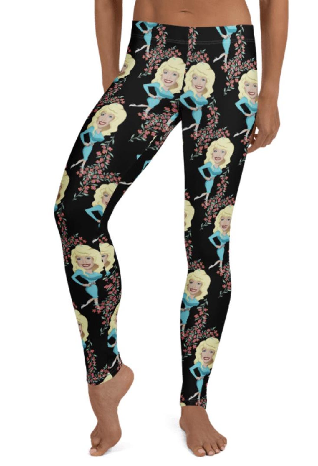 Well Hellooo Dolly Leggings ~ Women's Casual Black Country Western Music Idol Celebrity Singer | Soft Stretchy Pants | Cute Fashion Tights, image size:1080x1580