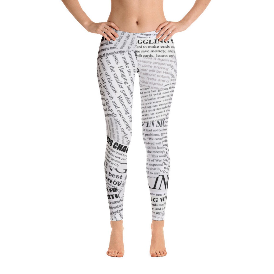 Newspaper Print Pattern Women Leggings