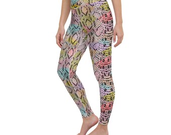 Konfetti Schlangenhaut Leggings Damen Bunte Tierdruck Python