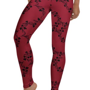 Happy at Heart-legging, grijsroze ~ Damesmode abstracte bloemen rekbare broek | Schattige zachte minimalistische strakke broekjes | Cadeau voor haar