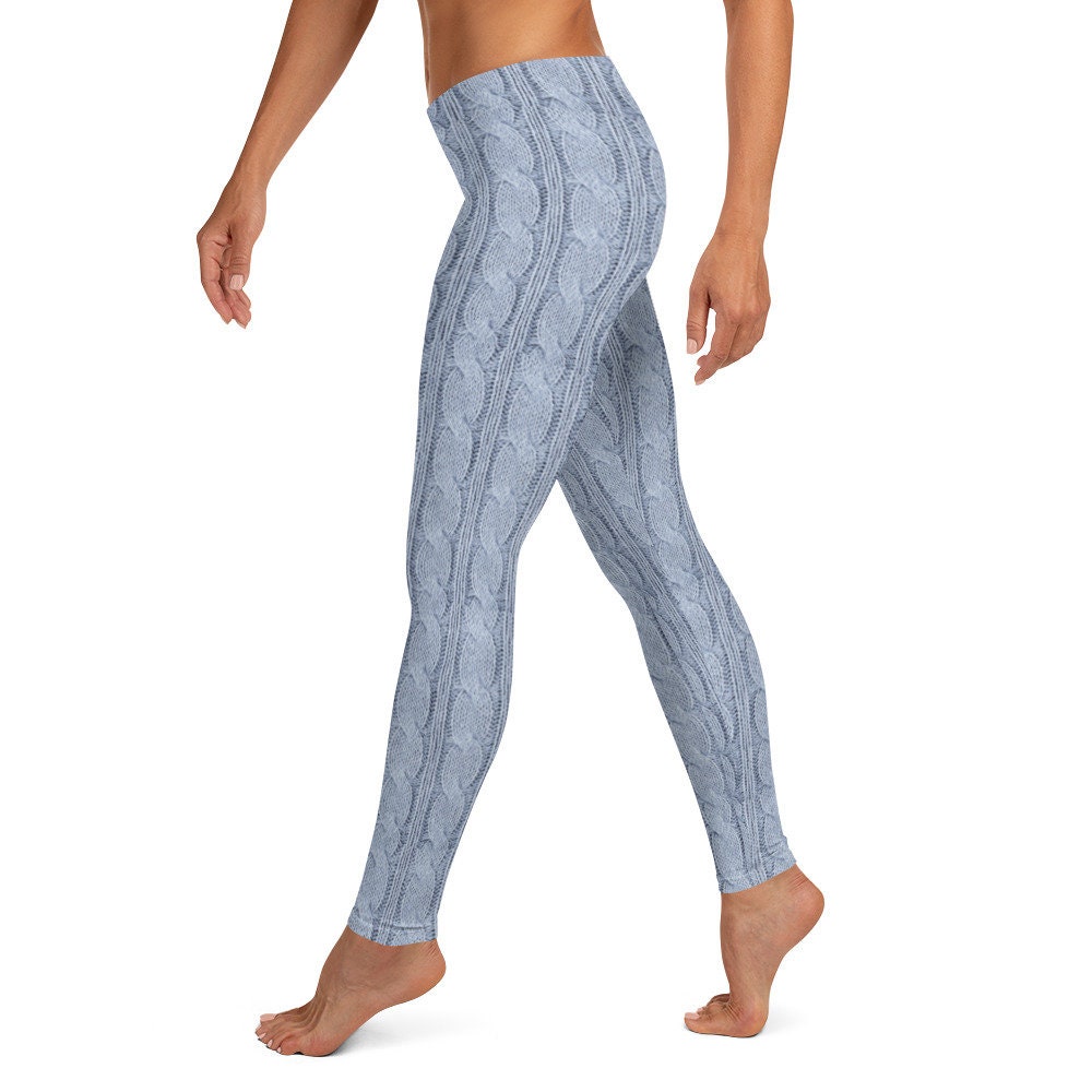 Wool Sweater Printed Leggings Knitted Jumper Yoga Pants Women