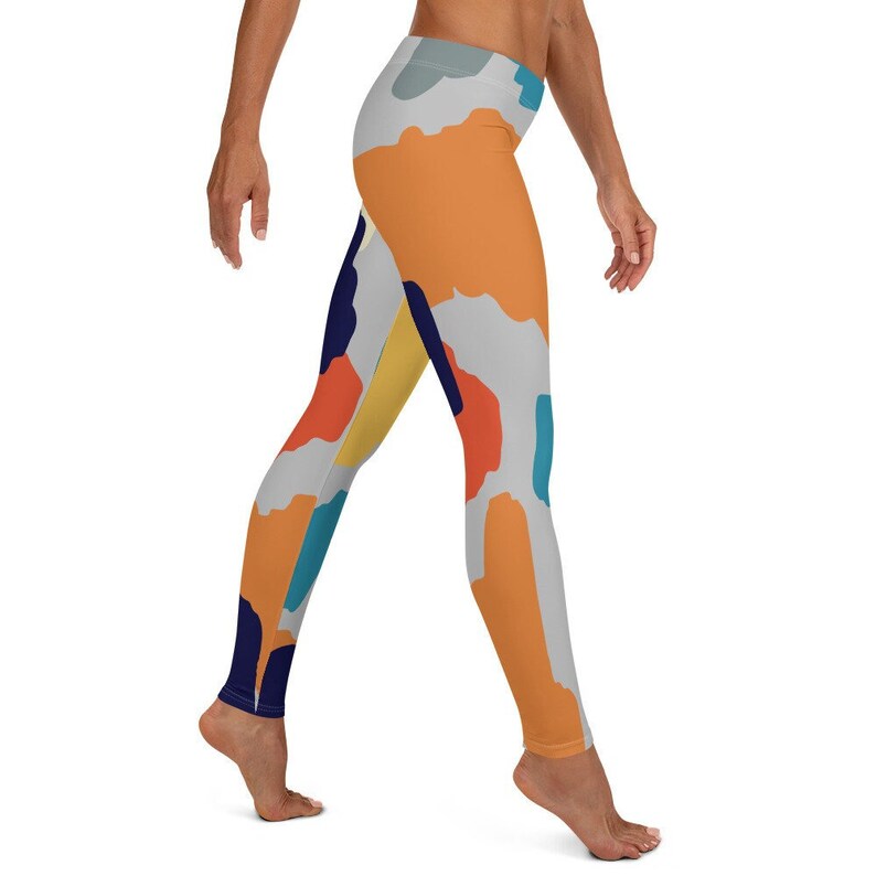 A-List Leggings, Multi-Color ~ Women's Casual Wear Cute Abstract Colorful Stretchy Tight Pants | Mod Boho Lagenlook Athleisure Look Style