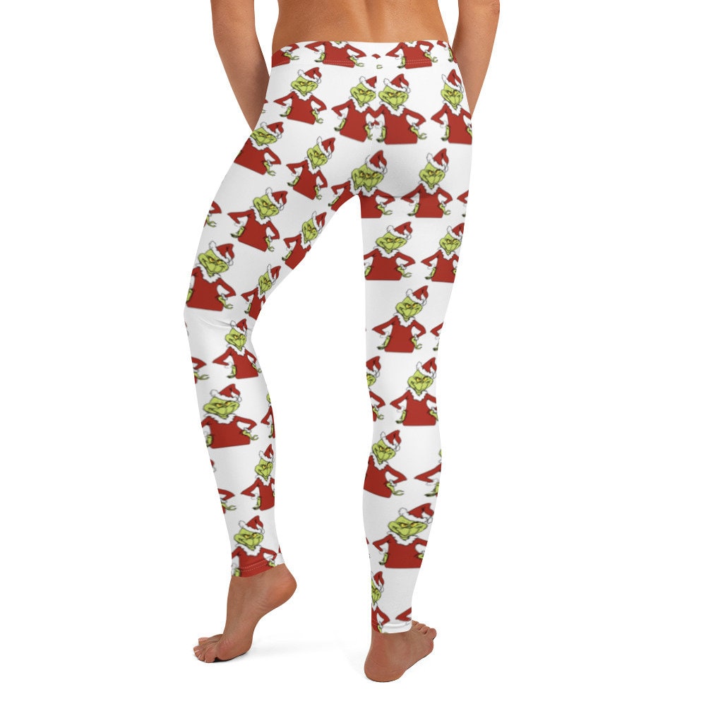 Best Seller Christmas Grinch Leggings, White Women's Teen Funny