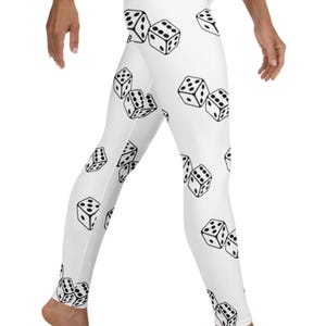 Dice Leggings ~ Women&#39;s Black White Cozy Fashion Gambling Gaming Betting Bankroll Wager Casino Lover Stretchy Tights Athleisure Pants Her