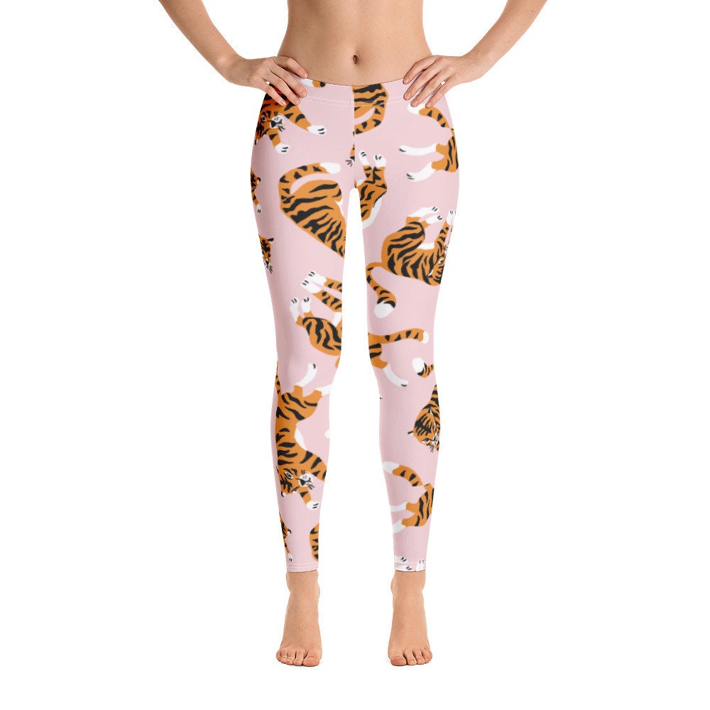 Pink Tiger Leggings Animal Print Nature 