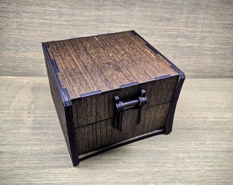Caja de madera para barajas de cartas hecha a mano: cierre magnético, capacidad para más de 500 cartas en fundas.