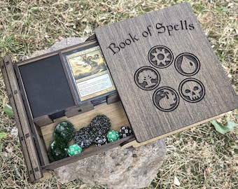 Spell Book Themed Magic the Gathering Deck Box - Holds 100+ Sleeved cards