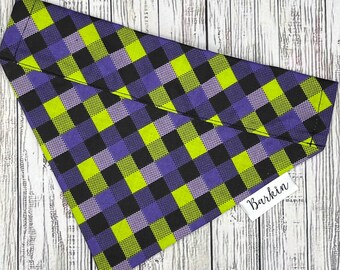 Green, Purple and Black Halloween Paid Over the Collar Dog Bandana