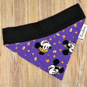 Purple Mickey Minnie Halloween Over the Collar Dog Bandana