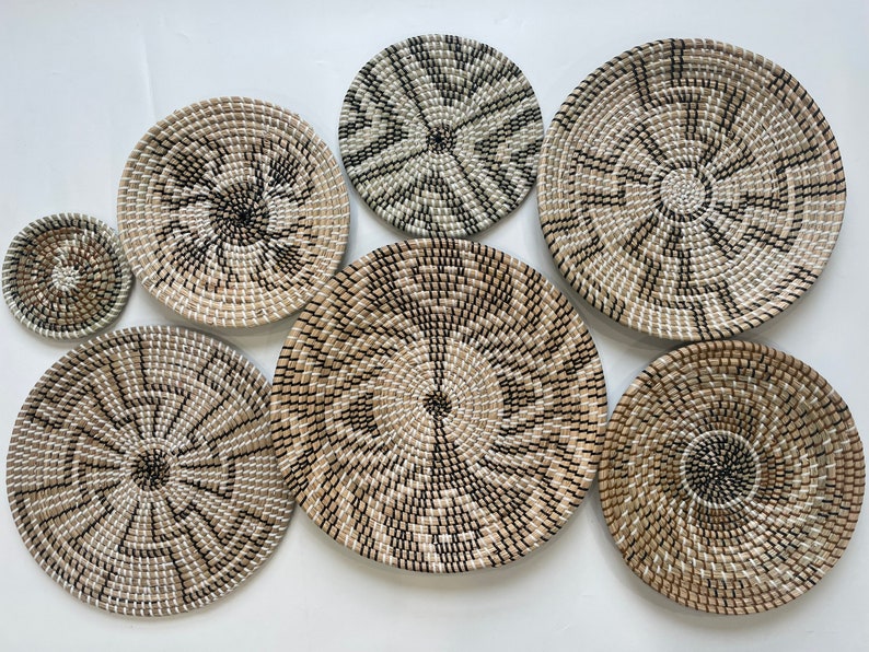 Set of 7 Wall Baskets Set Hanger Wall Plate Boho Wall Art Etsy